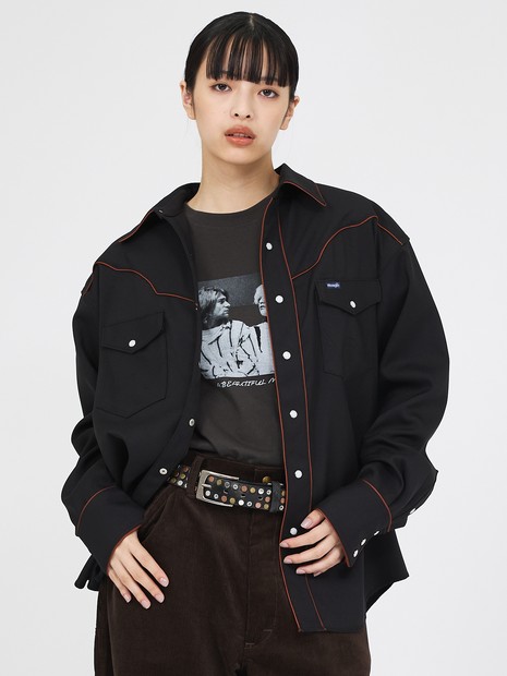 【ウエスタン スタッズ レザー ベルト】35mm black Studded belt/ユニセックス