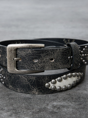 アバハウス
【ウエスタン スタッズ レザー ベルト】35mm black Studded belt/ユニセックス