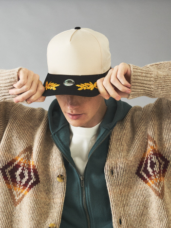 【KBETHOS / ケーベトス】GOLD LEAF EMBROIDERY 5PANEL SNAPBACK CAP / ゴールドリーフ刺繍 5パネル スナップバックキャップ