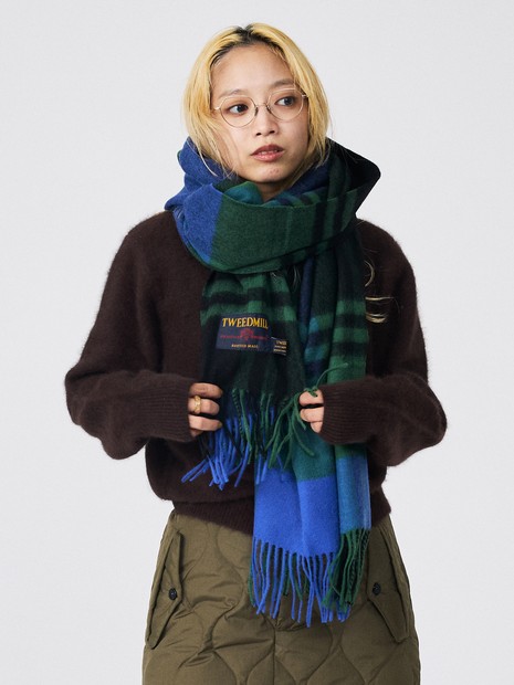 TWEEDMILL/ツイードミル】大判チェック柄ストール/ユニセックス/Large