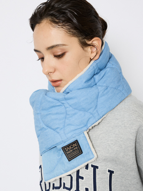 【TAION / タイオン】ミリタリー リバーシブル ダウンマフラー/デニム/リバーシブル/防寒/ユニセックス【WEB限定】【予約】