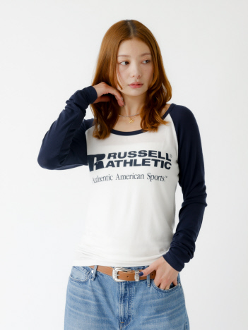 【RUSSELL ATHLETIC/ラッセル アスレチック】ラグランスリーブ/ロンT/Y2K/ロゴT【WEB限定】【予約】