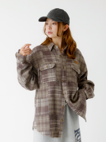 SELECT BY ABAHOUSE (Ladie's) - 【PARROTT CANVAS/パロットキャンバス】 CPO SHIRT/パッチワークチェックシャツ/PC25212014/チェック柄/パッチワーク/シャツ/オーバー【WEB限定】【予約】