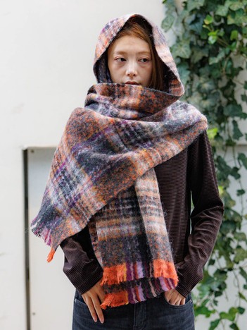【Pierre Quioc / ピエールキオック】モヘア混チェックストール / マフラー