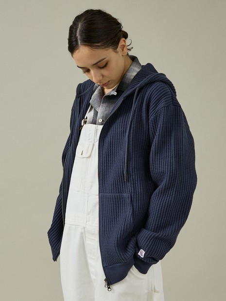 juemi ワッフルパーカー ネイビー ショートフーディー CIAOPANIC TYPY｜≪26SS展示会アイテム≫【UNISEX】ワッフルジップ