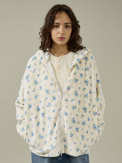 JEMORGAN / ジェーイーモーガン】フリース花柄フルジップパーカー