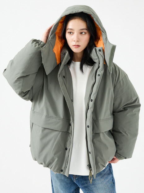 【美品】  パーカー ダウン 切替 グレー 6840WB FORTUNA/フォルトゥナ】ダウンパーカー/MA-1配色/高機能/エコダウン