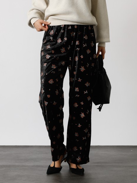 【Le Melange/ル・メランジュ】花柄ベロアパンツ/#8551502/花柄/ベロア/パンツ【WEB限定】