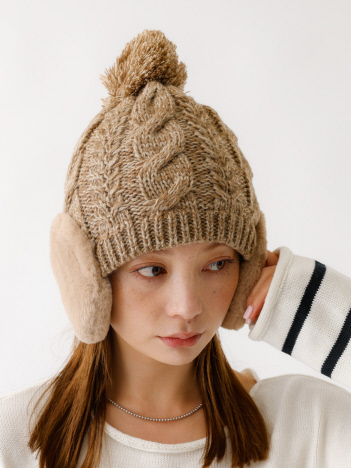 SELECT BY ABAHOUSE (Ladie's) - 【RUBEN / ルーベン】RUS-8053 /イヤーカバーボンボンワッチ/EARCOVER BONBON BORE WATCH/ニット帽/ボンボン/メランジ【WEB限定】【予約】