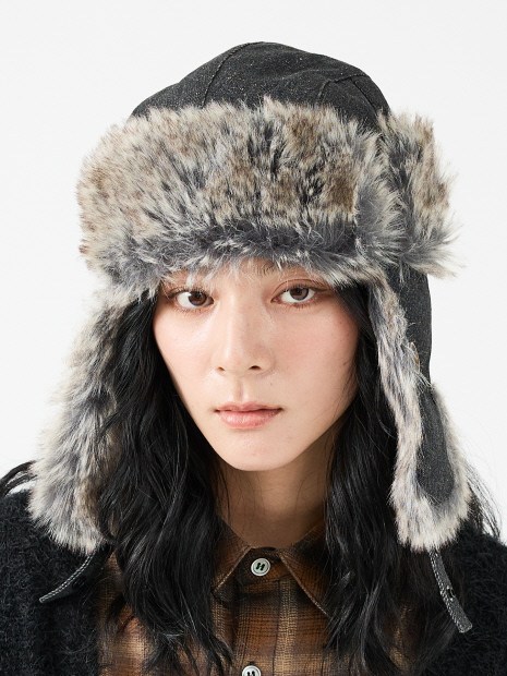 【RUBEN/ルーベン】DENIM FLYGHT CAP/デニムフライトキャップ/デニム/ファー使い/ユニセックス【WEB限定】【予約】