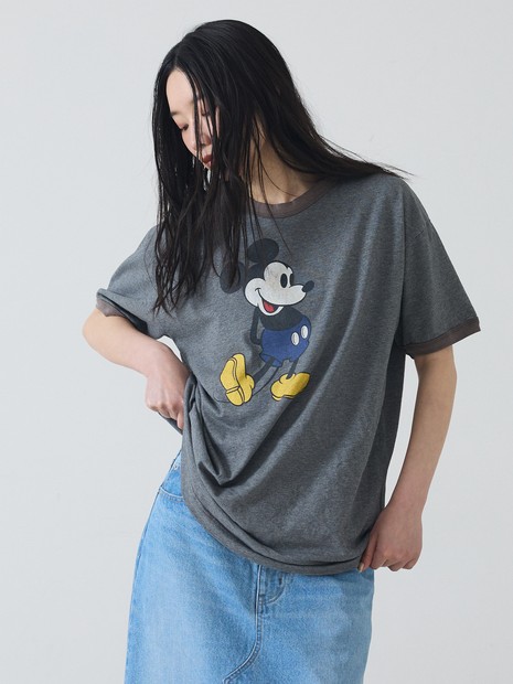 ミッキーグレージュM JACKSON MATISSE / ジャクソン マティス】Mickey Mouse Ringer Tee