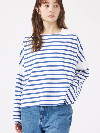 SELECT BY ABAHOUSE (Ladie's) - 【MONT KEMMEL/モン ケメル】ワイドバスクシャツ / ボーダーロングスリーブT / ショート丈【WEB限定】