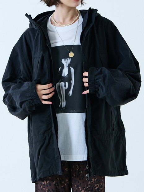 未使用MUVElL ワイルドシングスコラボボンバージャケット (ブラック/40) ミュベール×ワイルドシングスの2WAYボアジャケット、”リス”描いた