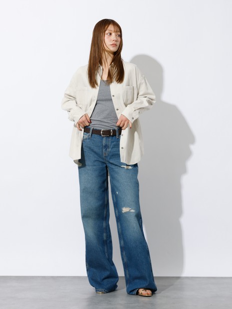 【GUESS JEANS/ゲスジーンズ】GJ G11 WIDE LEG/ワイルドレッグデニムジーンズ/W4BA0YD5CCA/ヴィンテージウォッシュ加工