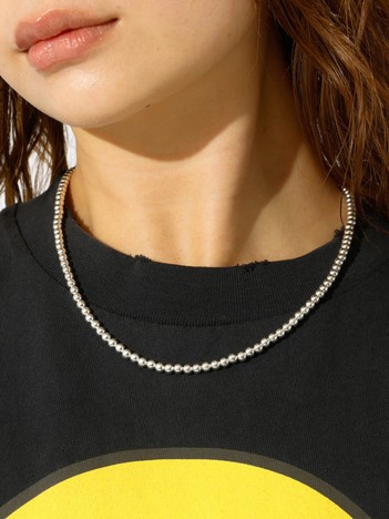 【Indian Jewelry / インディアンジュエリー】ナバホパールネックレス / 4mm丸玉46cm / シルバー / ユニセックス