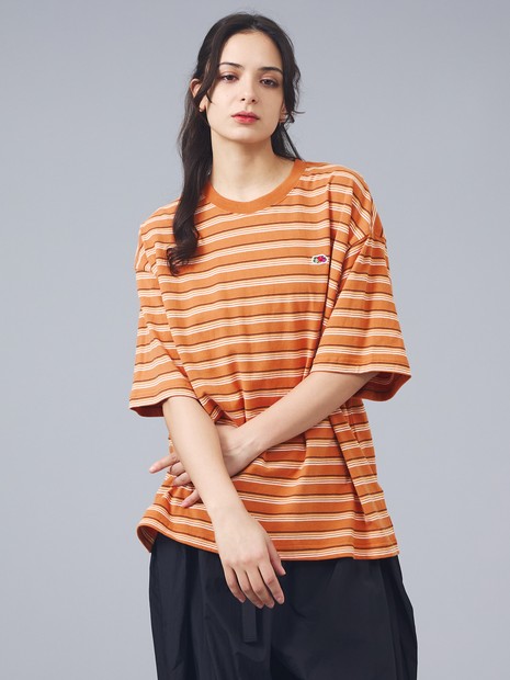 【FRUIT OF THE LOOM/フルーツ・オブ・ザ・ルーム】ピーチ起毛ボーダーTシャツ/半袖/マルチボーダー/クルーネック【WEB限定】