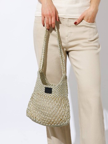 SELECT BY ABAHOUSE (Ladie's) - 【Swaraj /スワラージ】手編みのメタリックマクラメ・ショルダーバッグ（裏地チュール付き）/キラキラ【WEB限定】【予約】
