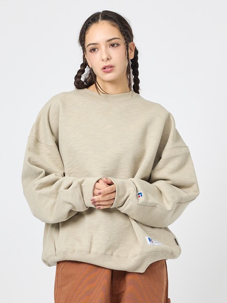 WEB限定【RUSSELL×BerBerJin】Brushed Elbow Patch Sweat / エルボー