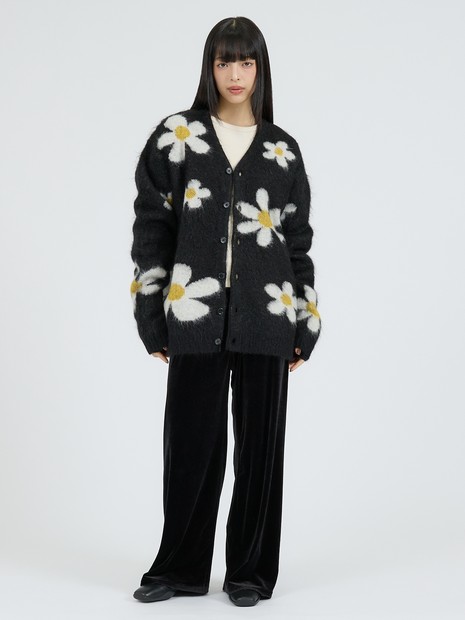 よにコラボスニーカー ブラック、カーディガンセット TOWNCRAFT/タウンクラフト】MOHAIR SHAGGY JACQUARD CARDIGAN モヘア