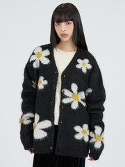 TOWNCRAFT/タウンクラフト】MOHAIR SHAGGY JACQUARD CARDIGAN モヘア