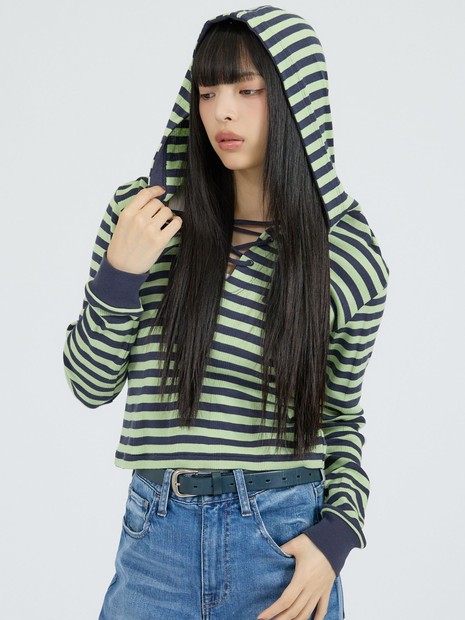 【Robert P Miller | ロバート・ピー・ミラー】ヘンリーネックパーカー/Prib Henley hoodie/ボーダー