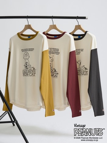 【FRUIT OF THE LOOM / フルーツオブザルーム】FTL×PEANUTS カラーブロックラグランTシャツ/ユニセックス /【WEB限定】