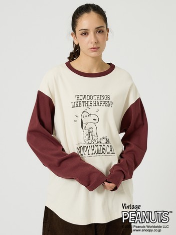 【FRUIT OF THE LOOM / フルーツオブザルーム】FTL×PEANUTS カラーブロックラグランTシャツ/ユニセックス /【WEB限定】