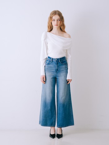 2wayワンショルダーリボン付ニット