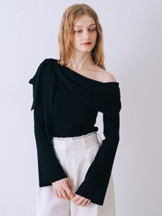 2wayワンショルダーリボン付ニット