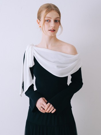 SELFIST - 2wayワンショルダーリボン付ニット