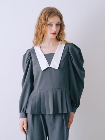 裾プリーツブラウス