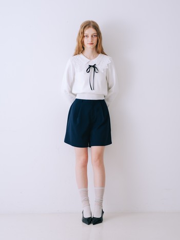 2wayオリジナルケミカルレース付きニットプルオーバー