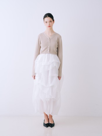 【kariさんコラボ】カーディガン×ニットドッキングチュールワンピースセット