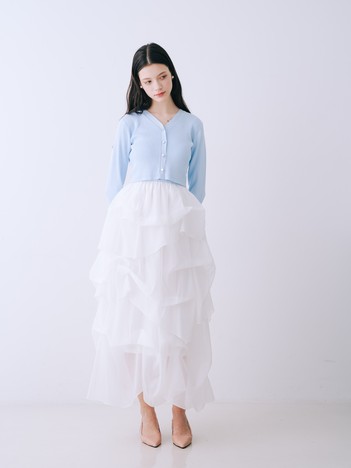 【kariさんコラボ】カーディガン×ニットドッキングチュールワンピースセット