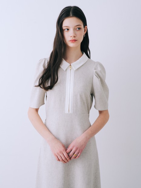 衿配色フロントジップフレアワンピース【予約】｜SELFIST / セルフィスト