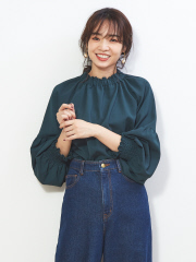 【WEB限定 MICA&DEAL】ギャザーハイネックブラウス