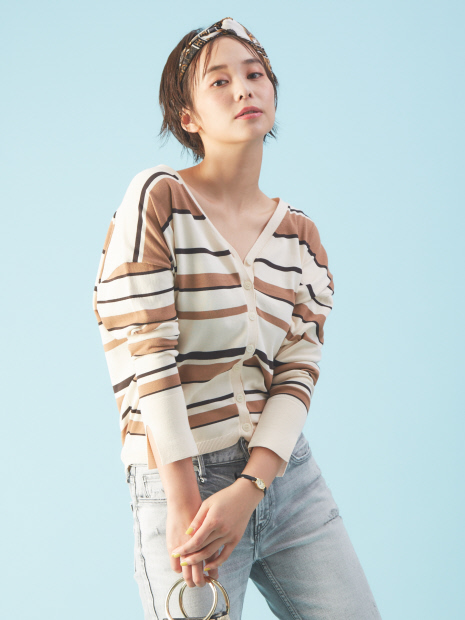 マルチボーダーカーディガン Outlet アウトレット