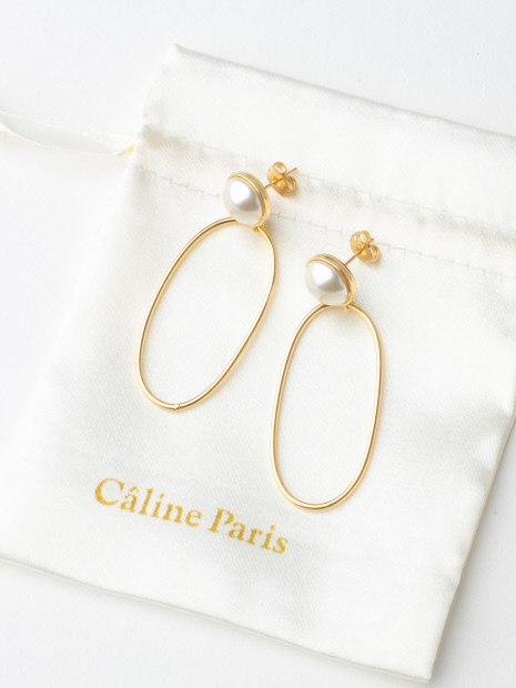 Caline Paris パールリングピアス