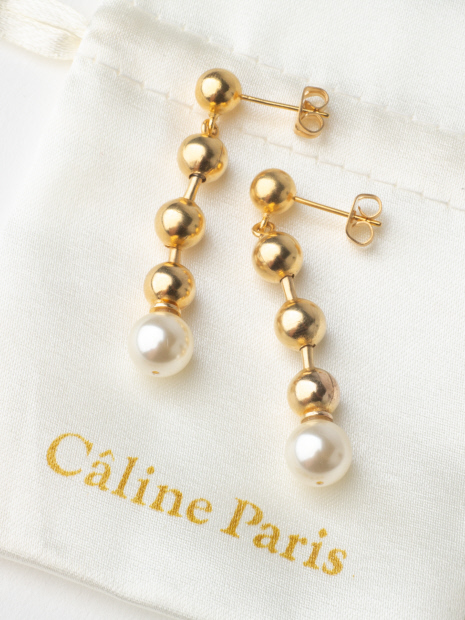Caline Paris チェーンパールピアス【予約】