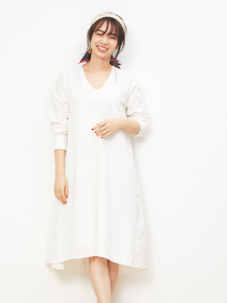 【MICA&DEAL】フロントニットフレアーワンピース