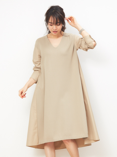【MICA&DEAL】フロントニットフレアーワンピース