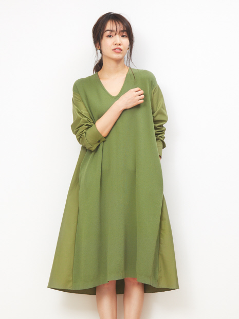 【MICA&DEAL】フロントニットフレアーワンピース