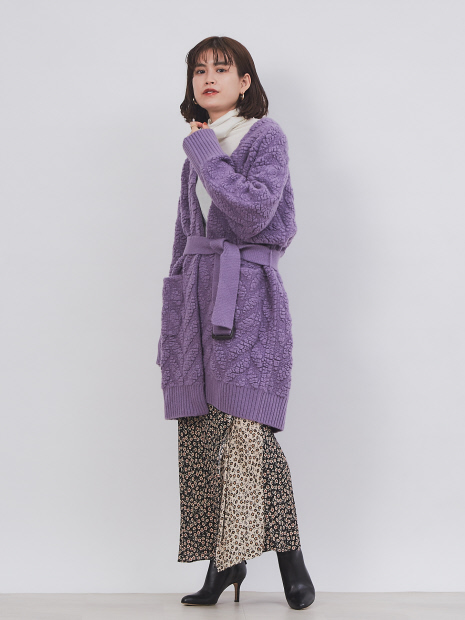 【venit】ヘリンボーンニットカーディガン