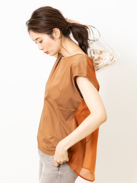 シルケット×シフォンコンビカットソー