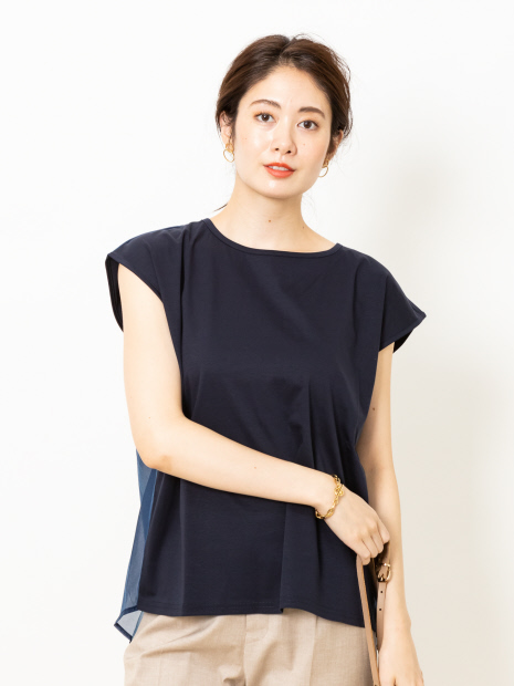 シルケット×シフォンコンビカットソー