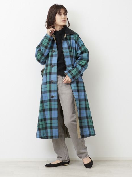 TICCA チェックリバーシブルステンカラーコート
