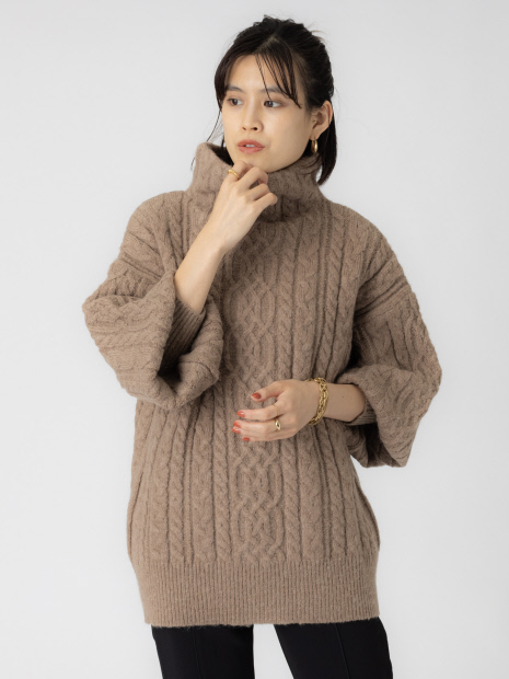 【WEB先行販売】モヘア/ストレッチケーブルニット