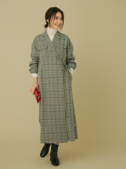 Rouge vif la cle - 【東原妙子さんコラボ】【WEB限定】チェック開襟カシュクールワンピース