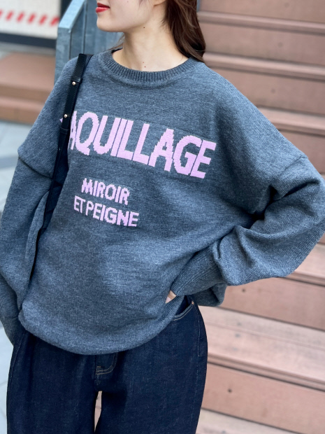 未使用 Loungedress ロゴジャガードニット アイボリー - レディース