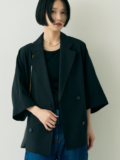 撥水ドルマンハーフスリーブジャケット　Rouge vif 撥水ドルマンハーフスリーブジャケット｜Rouge vif la cle